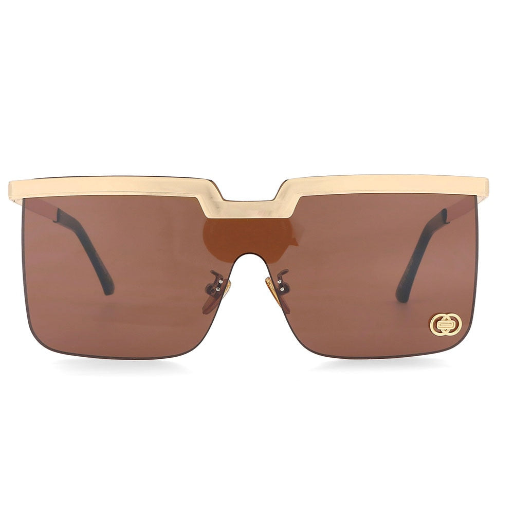 CCSpace Women's Rimless Oversized Square One Lens Alloy Frame Sunglasses 51121 Sunglasses CCspace Sunglasses Brown 51121SU