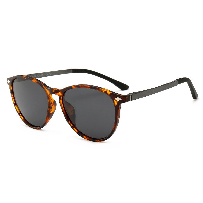 Reven Jate Men Women Classic Rivet Polarized Sunglasses Tr90 Legs Lighter Design Oval Frame Uv400 9900 Sunglasses Reven Jate leopard-gray