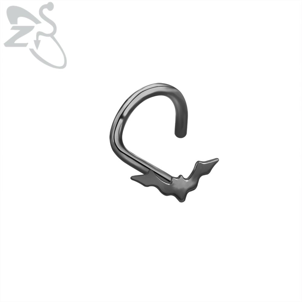 ZS 1PC 6 Styles Punk Cat Bent Nose Stud With CZ Women&#39;s Skull Crystal Septum Piercing Surgical Hook Nostril Piercings Jewelry - YourStore