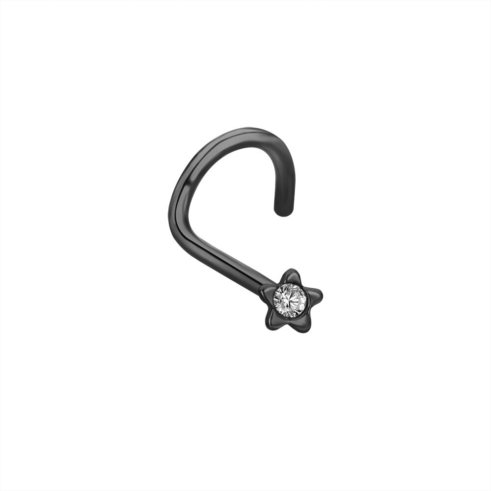 ZS 1PC 6 Styles Punk Cat Bent Nose Stud With CZ Women&#39;s Skull Crystal Septum Piercing Surgical Hook Nostril Piercings Jewelry - YourStore