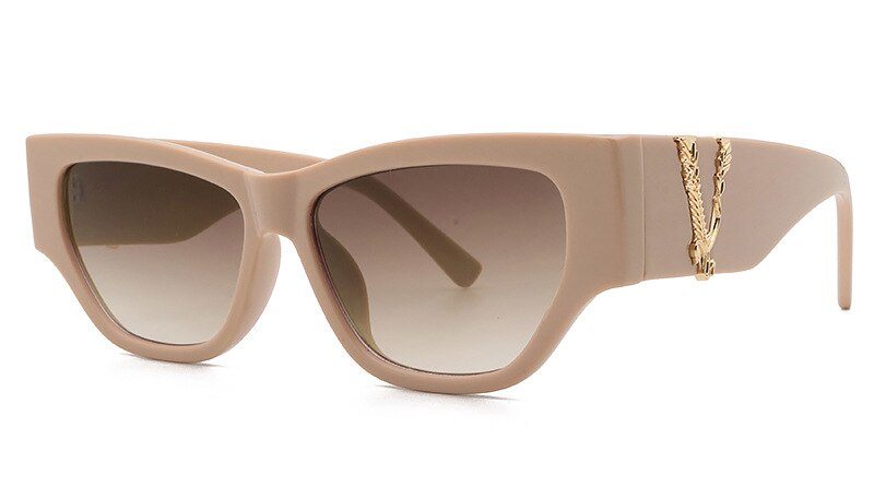 CCSpace Women's Full Rim Cat Eye Resin Frame Sunglasses 46538 Sunglasses CCspace Sunglasses B2Khaki