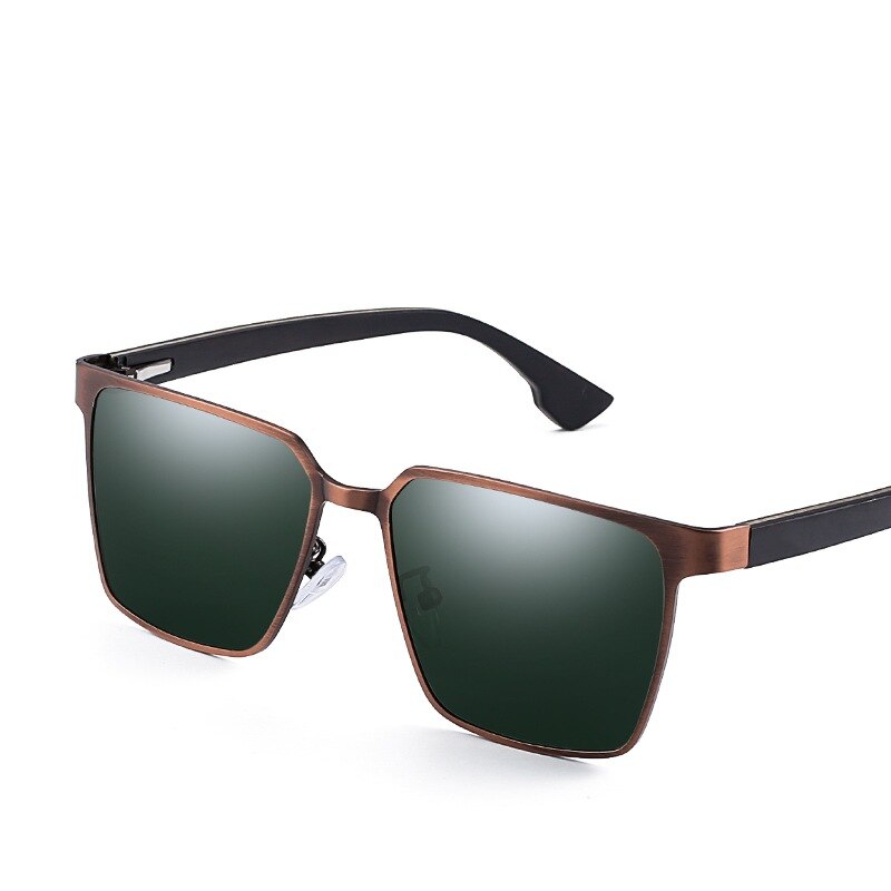 Yimaruili Men's Full Rim Square Wood/Stainless Steel Frame Polarized Lens Sunglasses 8037 Sunglasses Yimaruili Sunglasses Green