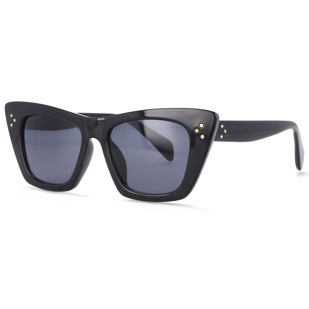 CCSpace Women's Full Rim Cat Eye Rivet Acetate Frame Sunglasses 54001 Sunglasses CCspace Sunglasses black