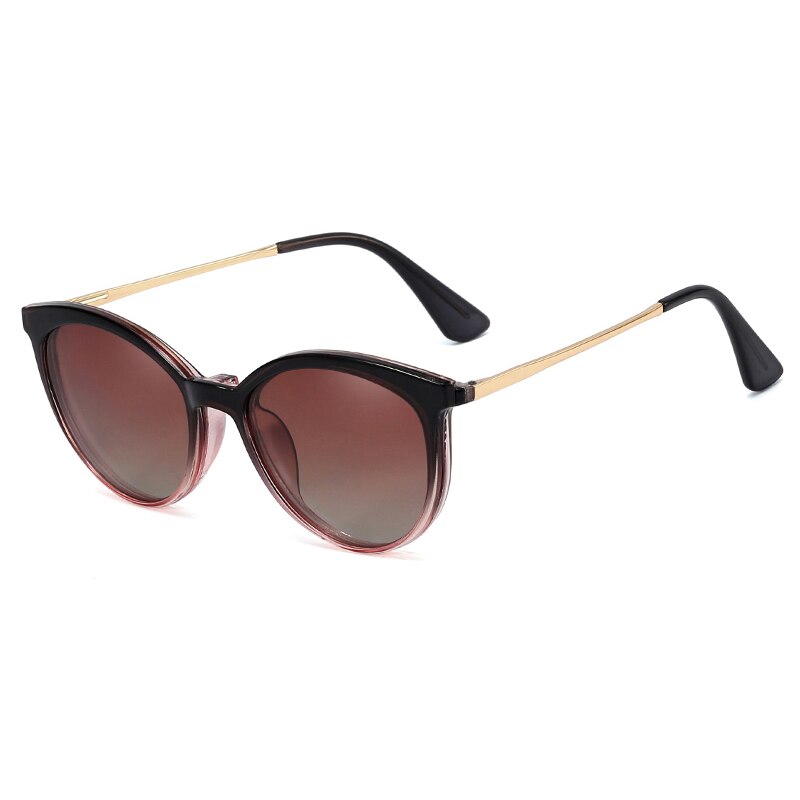 CCSpace Unisex Full Rim Round Cat Eye Tr 90 Titanium Frame Eyeglasses Clip On Sunglasses 48344 Clip On Sunglasses CCspace gray-pink