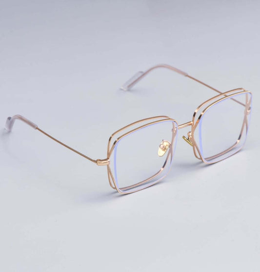 CCSpace Women's Full Rim Square Alloy Frame Sunglasses 53019 Sunglasses CCspace gold-clear