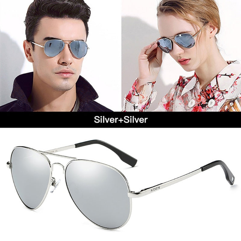 Aidien Unisex Alloy Aviation Myopic Lens Sunglasses Pink Silver Orange Green 6606 Sunglasses Aidien Silver 0