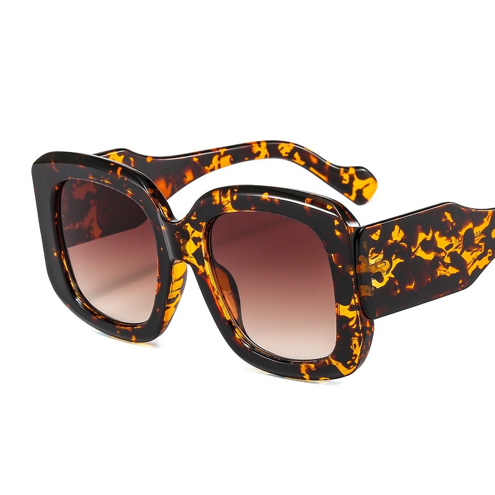 CCSpace Women's Full Rim Oversized Square Resin Wide Leg Frame Sunglasses 46633 Sunglasses CCspace Sunglasses C3Leopard