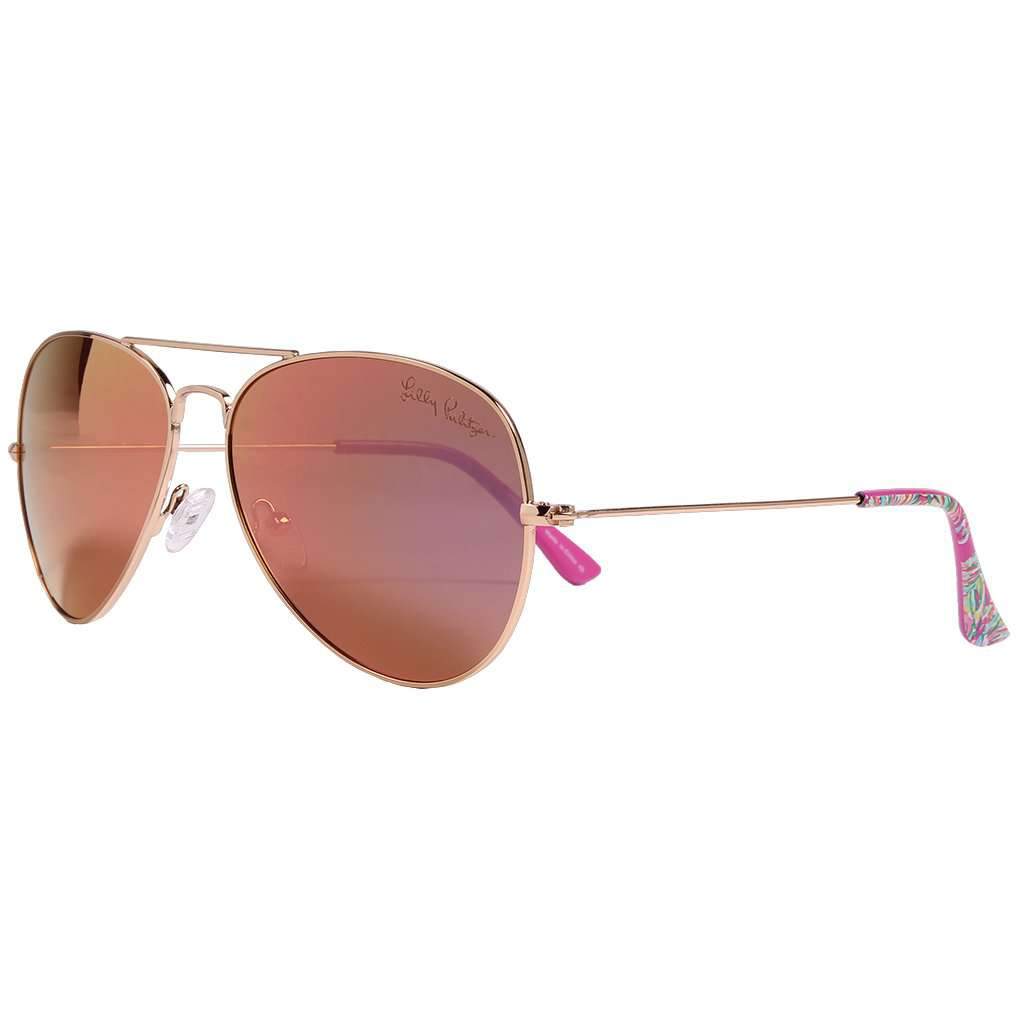 Lexy Sunglasses in Gold Metallic With Coral Lenses by Lilly Pulitzer