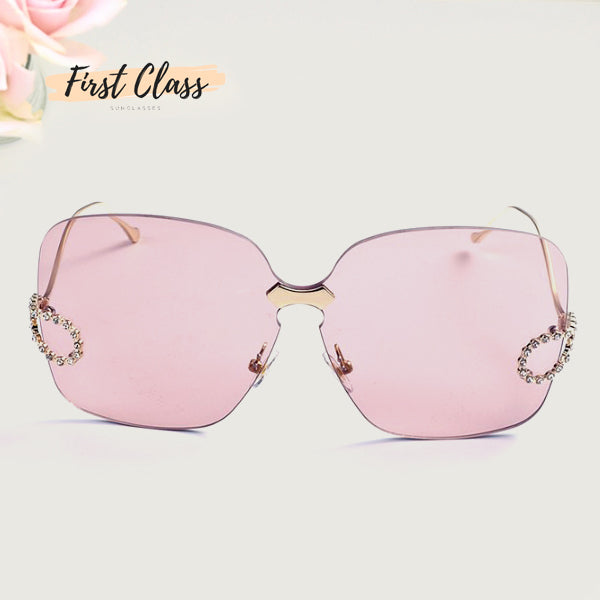 Luxury Rhinestone Square Rimless Sunglasses