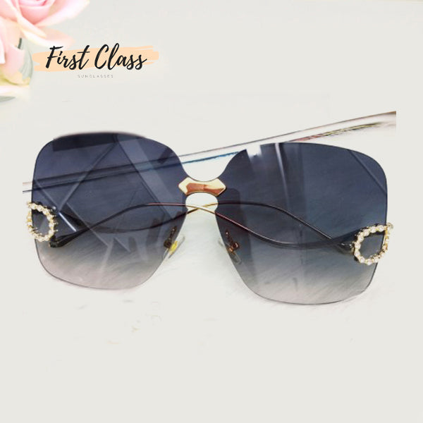 Luxury Rhinestone Square Rimless Sunglasses