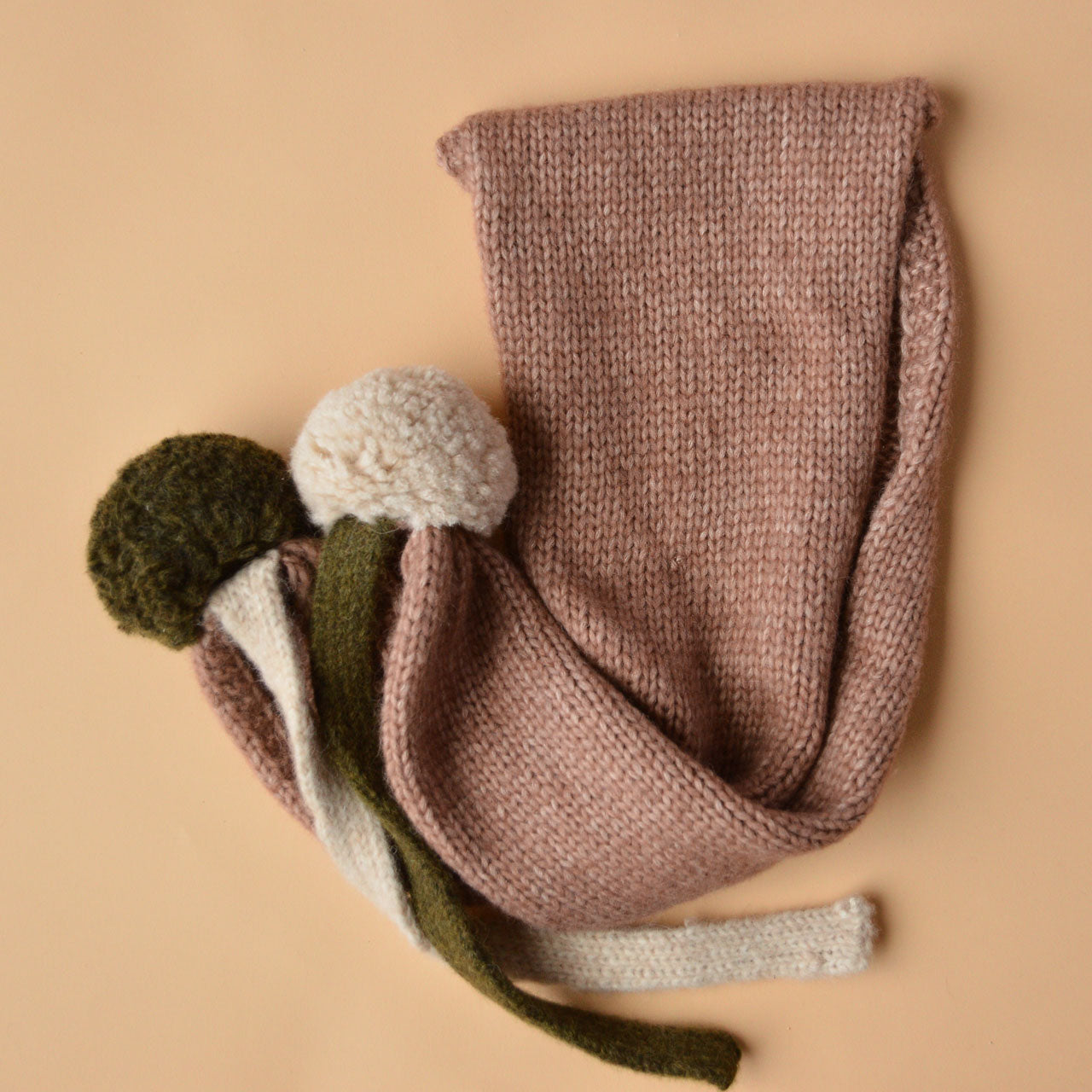 Sglefrio Pom Pom Scarf - Alpaca/Cotton/Merino - Blush (Child-Adult)