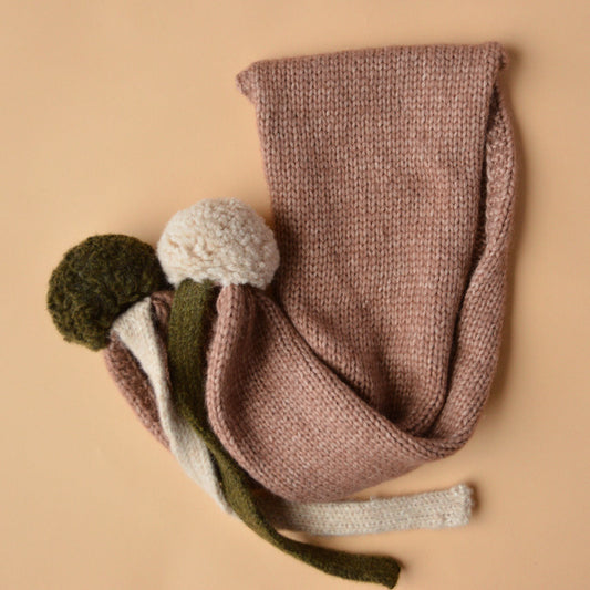 Sglefrio Pom Pom Scarf - Alpaca/Cotton/Merino - Blush (Child-Adult)