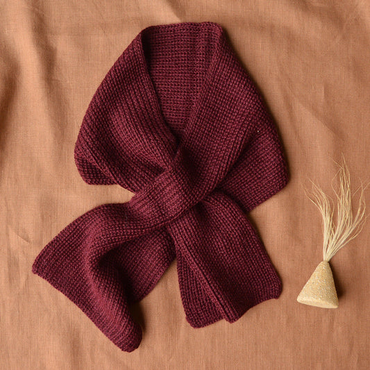Cross Alpaca Scarf - Aubergine AW23 (Adults) *Last One!
