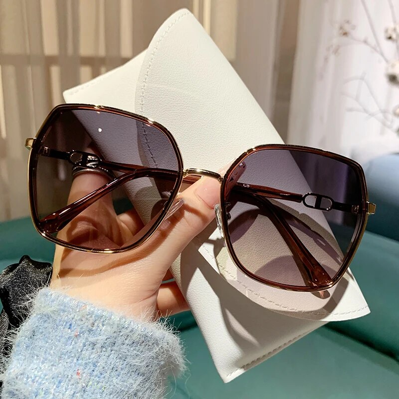 Fashion Polarized Sunglasses Women UV400 Gradient Lens Sun Glasses Oversized Retro Square Luxury Brand Oculus ShopOnlyDeal