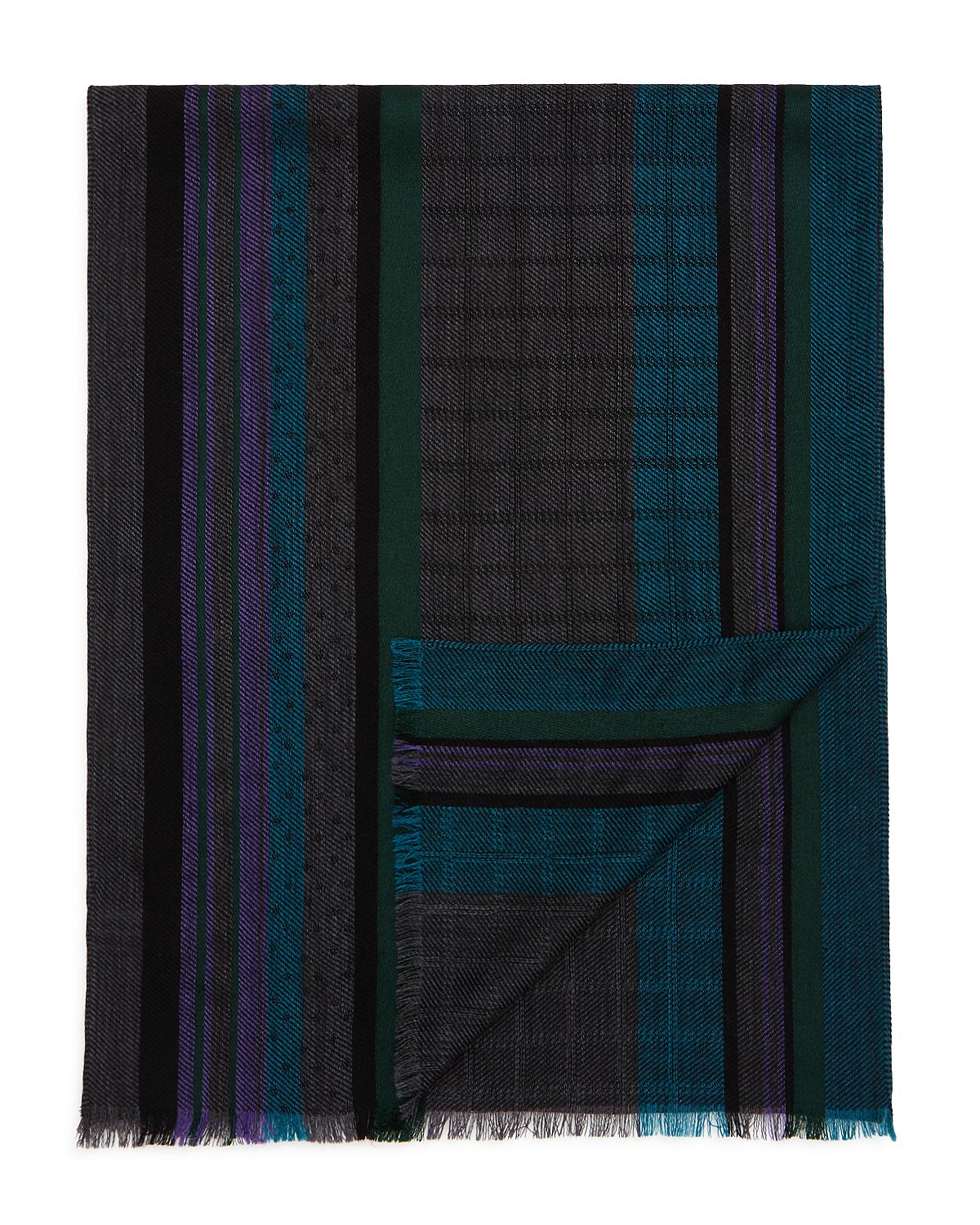 Paul Smith Mixed-panel Jacquard Scarf Pink Black Stripe