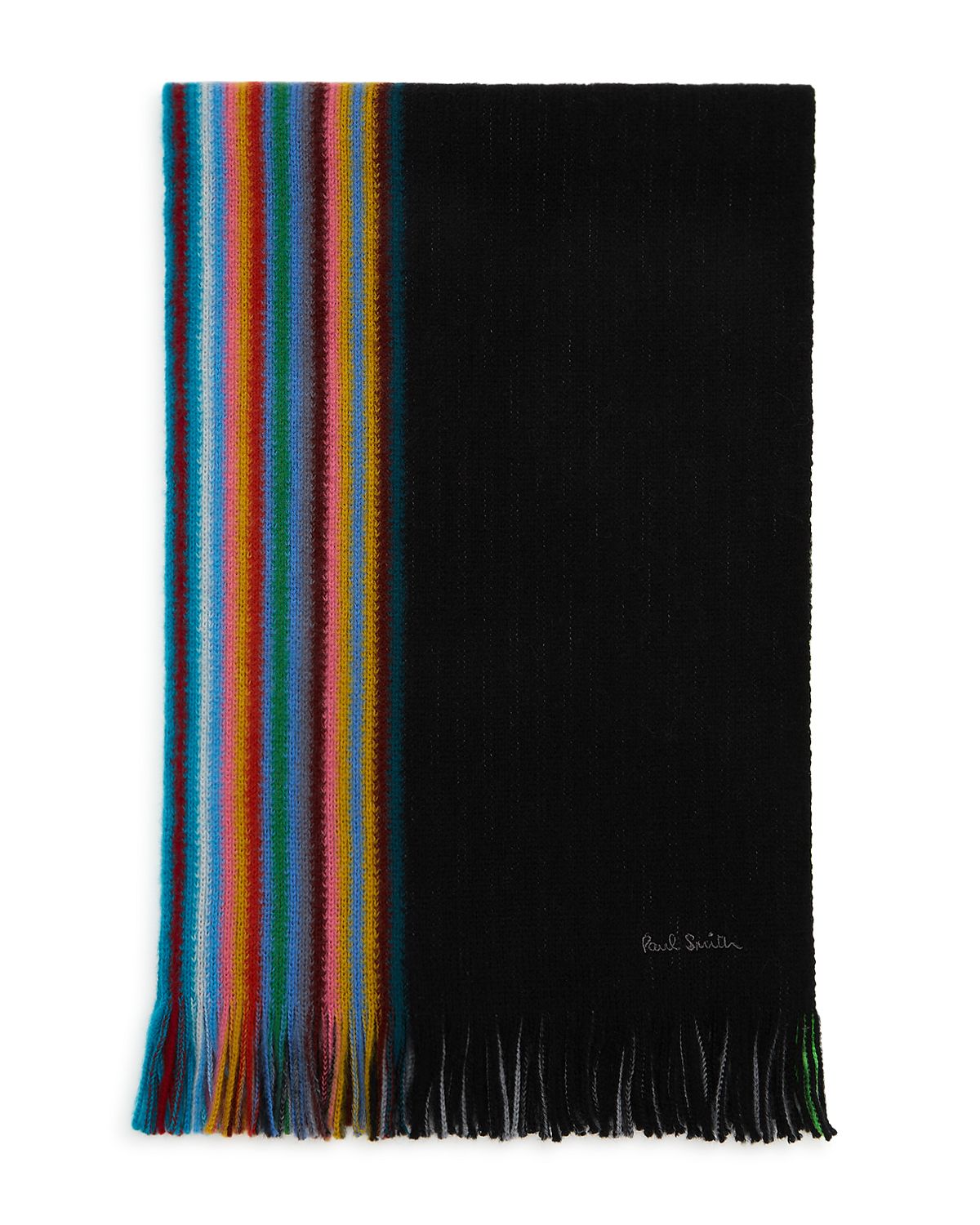 Paul Smith Multi-edge Striped Scarf Black