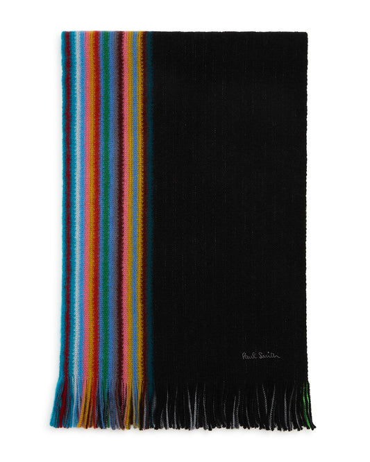 Paul Smith Multi-edge Striped Scarf Black