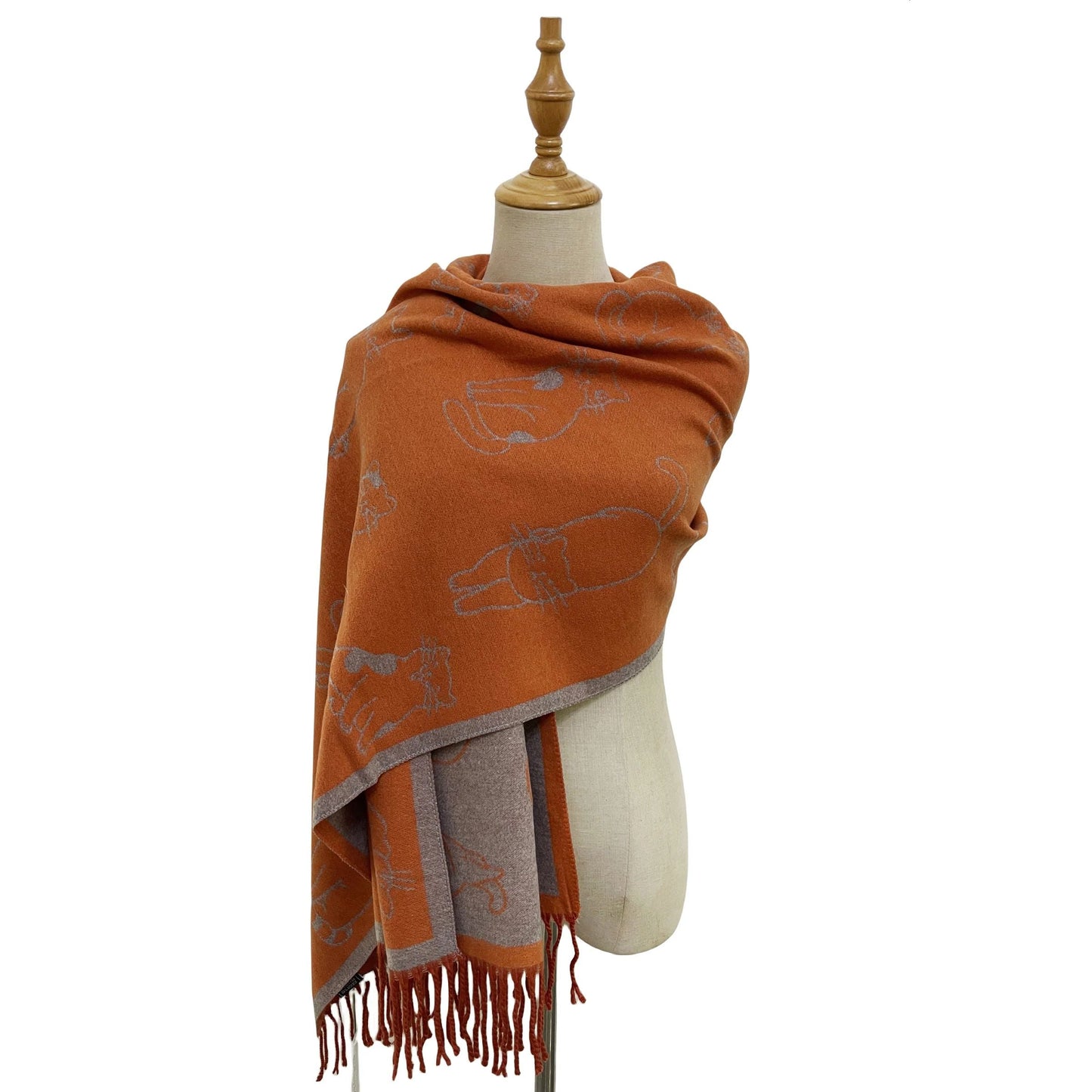 Cute Cat Tassel Scarf Orange