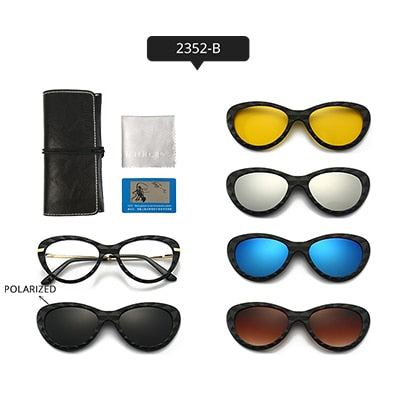 Ralferty Women's Full Rim Square Cat EyeTr 90 Acetate Eyeglasses With Clip On Polarized Sunglasses TR2345 Clip On Sunglasses Ralferty 2352-B China As picture