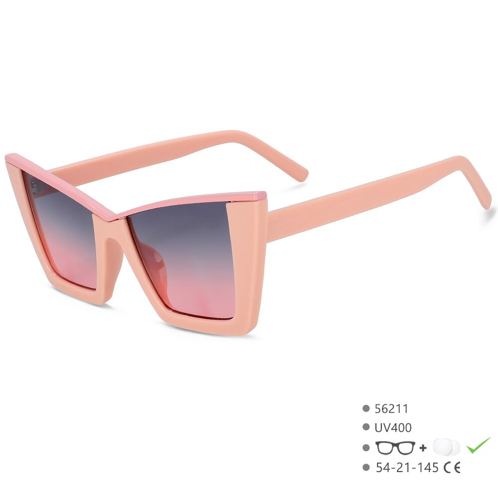 CCSpace Women's Full Rim Square Cat Eye Tr 90 UV400 Sunglasses 56211 Sunglasses CCspace Sunglasses C6Pink