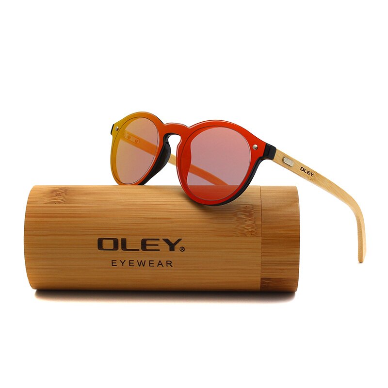 Oley Women's Round Bamboo Leg Color Film Sunglasses Z0479 Sunglasses Oley Z0479 C4ZBOX custom logo