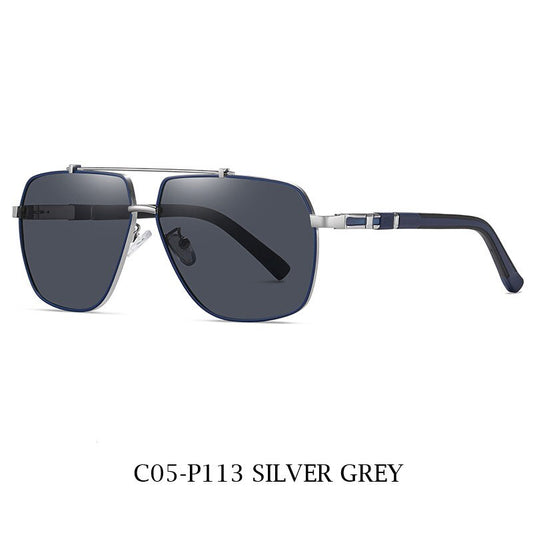 Zirosat Unisex Full Rim Square Double Bridge Alloy Polarized Sunglasses 6312 Sunglasses Zirosat C05-P113