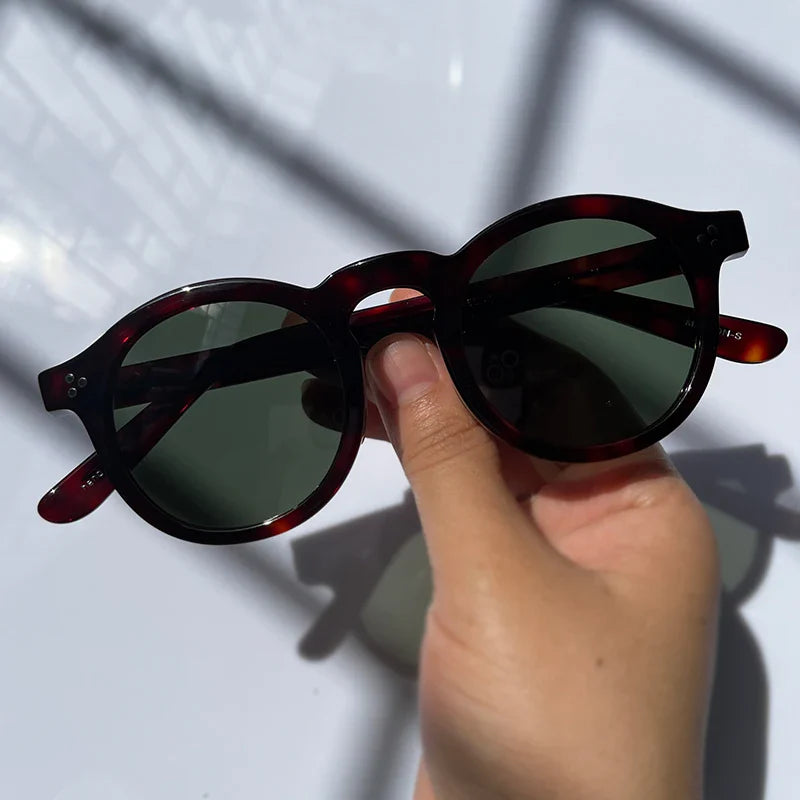 Black Mask Unisex Full Rim Acetate Round Polarized Sunglasses 14143 Sunglasses Black Mask Tortoise-Green As Shown