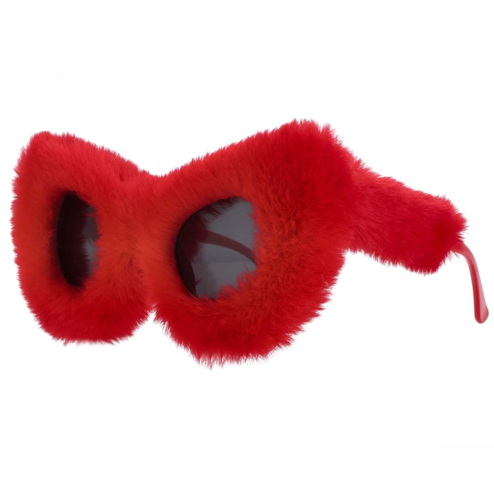 CCSpace Women's Full Rim Velvet/Resin Handcrafted Cat Eye Frame Sunglasses 54190 Sunglasses CCspace Sunglasses red