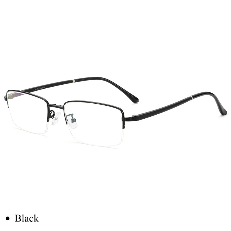 Bclear Men's Semi Rim Rectangle Alloy Eyeglasses With Clip On Polarized Sunglasses Zt9338 Clip On Sunglasses Bclear Black frame