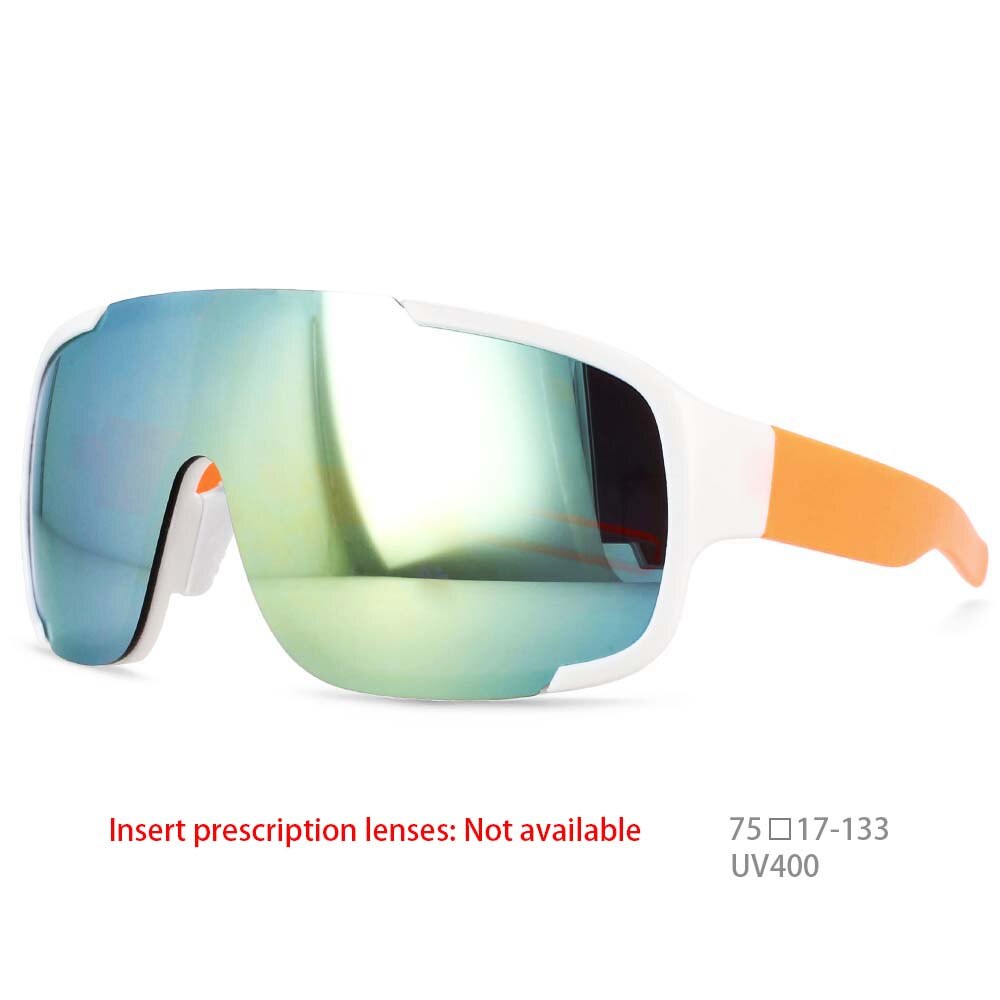 CCSpace Unisex Full Rim Oversized Rectangle Goggle Resin Frame Sunglasses 54511 Sunglasses CCspace Sunglasses White-gold 54511