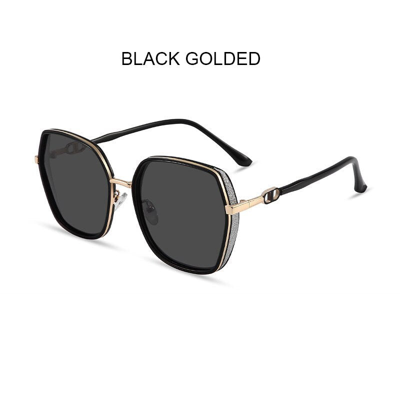 Zirosat Unisex Full Rim Square Alloy Acetate Polarized Sunglasses 8014 Sunglasses Zirosat black golden