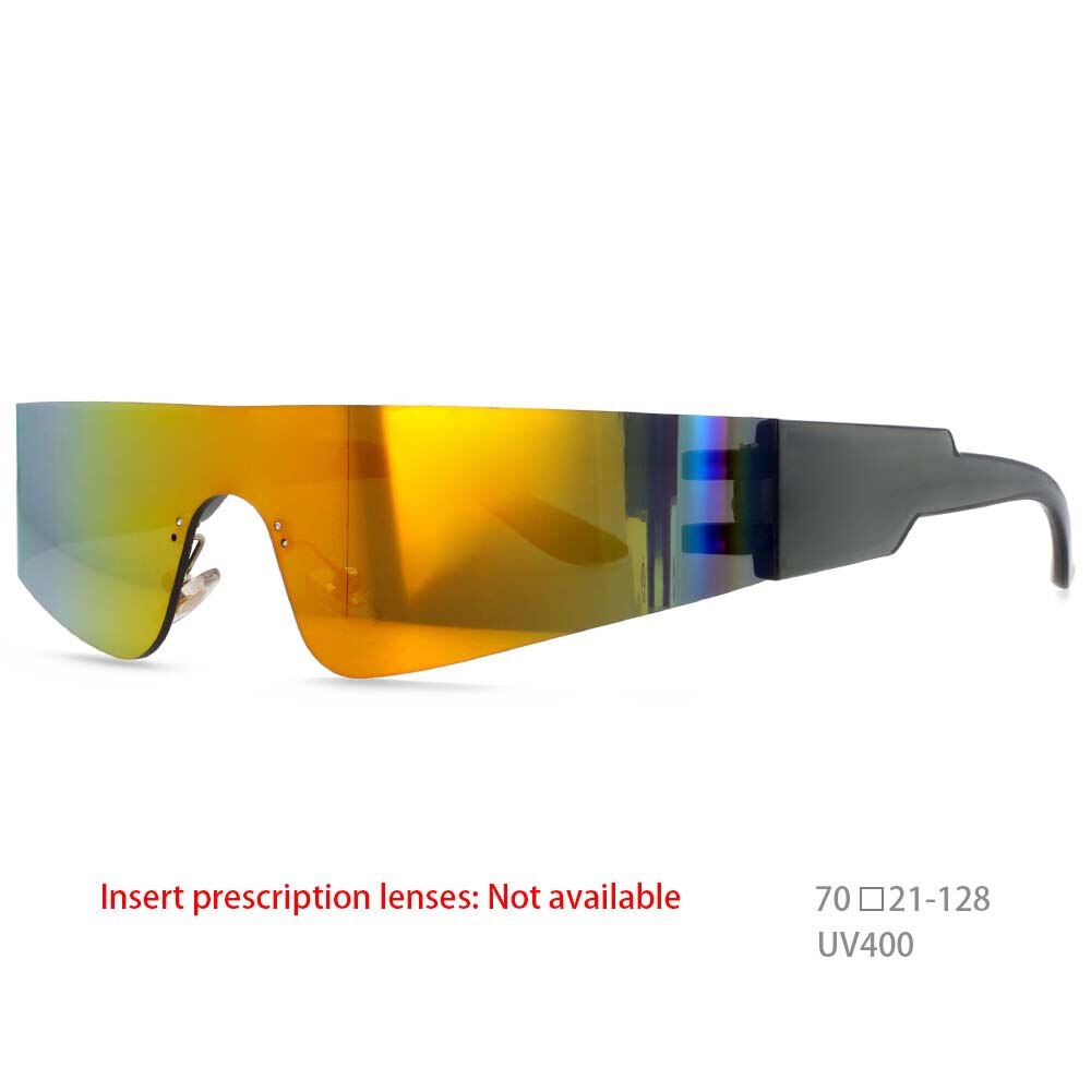 CCSpace Unisex Rimless Rectangle Goggle Resin One Lens Frame Sunglasses 54474 Sunglasses CCspace Sunglasses Orange 54474