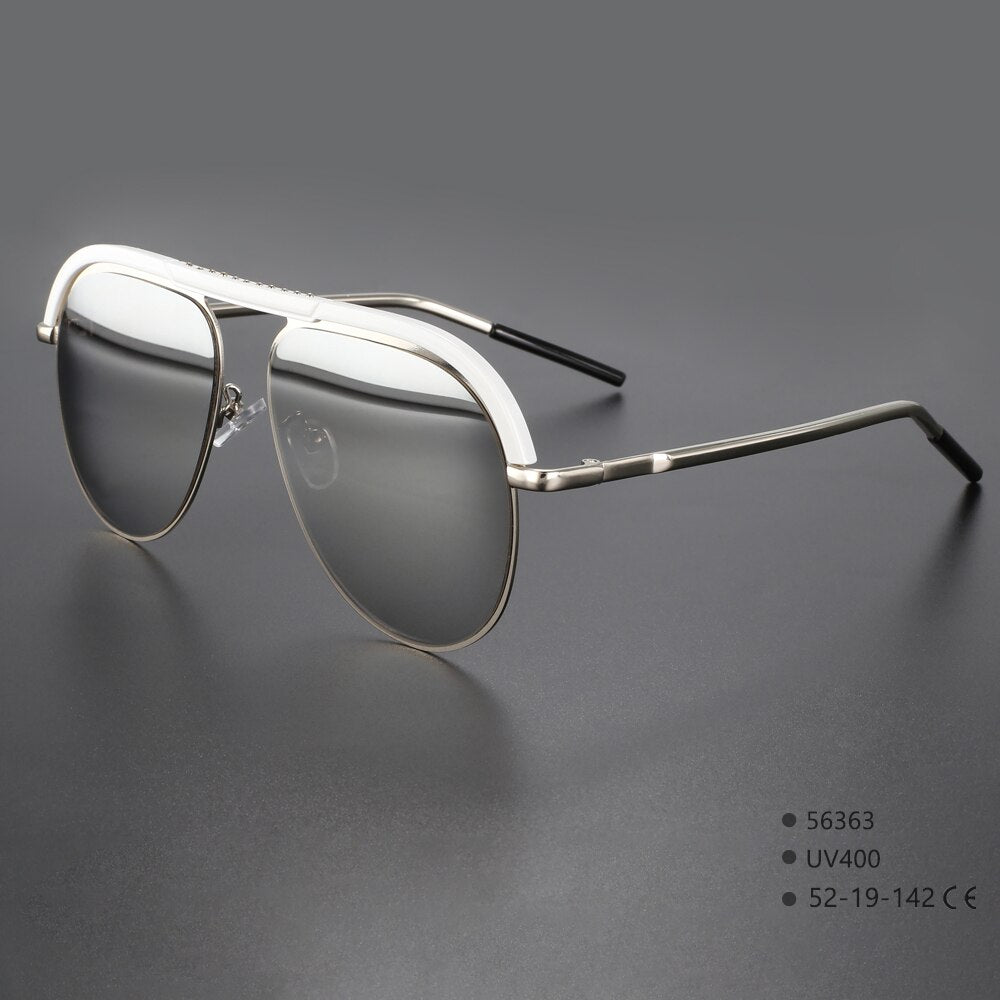 CCSpace Unisex Full Rim Large Square Alloy UV400 Sunglasses 56363 Sunglasses CCspace Sunglasses C3WhiteSilver