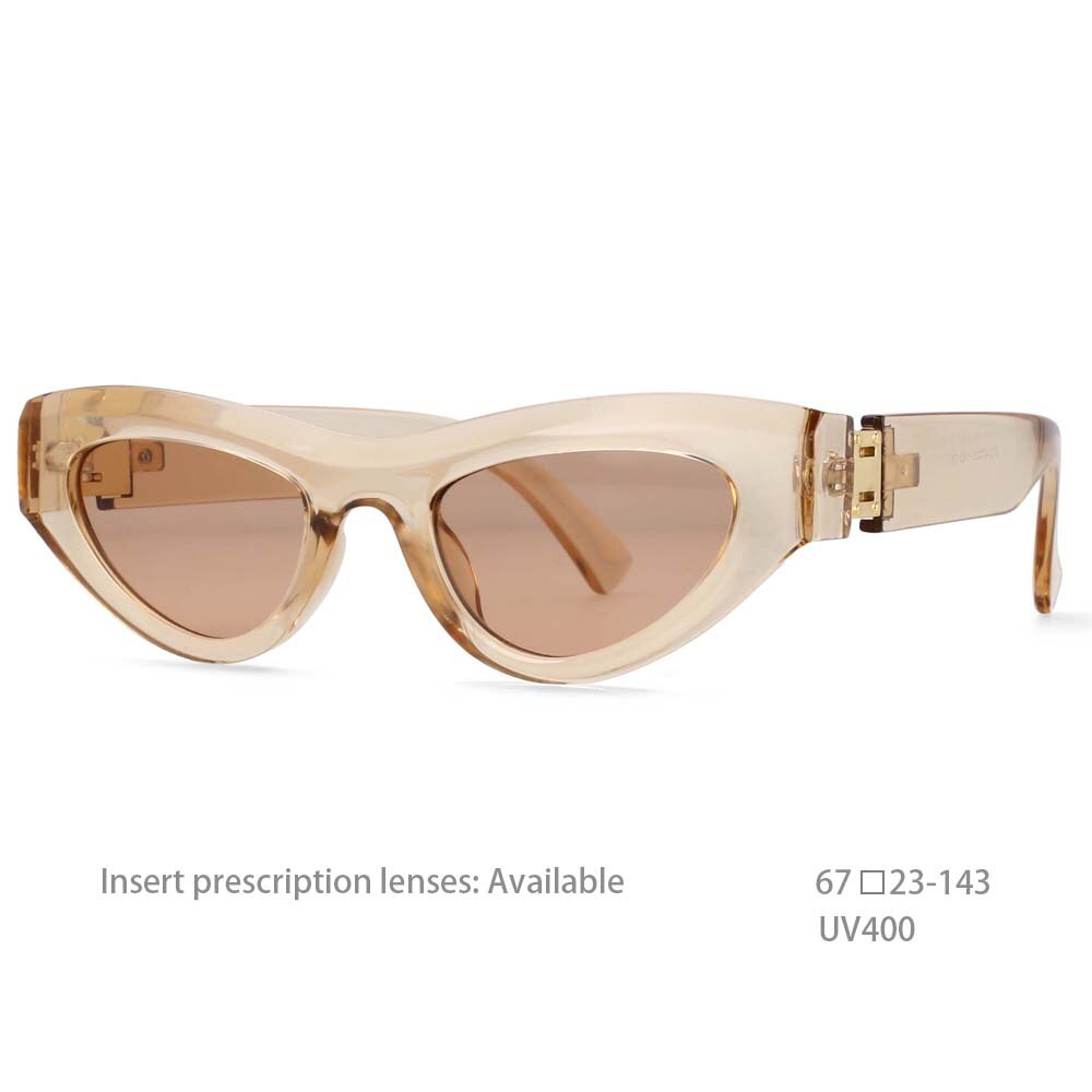 CCSpace Women's Full Rim Cat Eye Resin Frame Sunglasses 54473 Sunglasses CCspace Sunglasses tea white