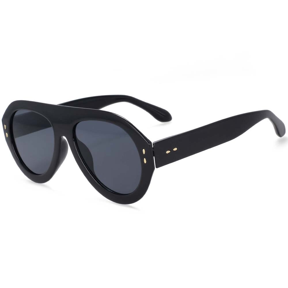 CCSpace Women's Full Rim Oversized Square Oval Resin Frame Sunglasses 54235 Sunglasses CCspace Sunglasses Black 54235