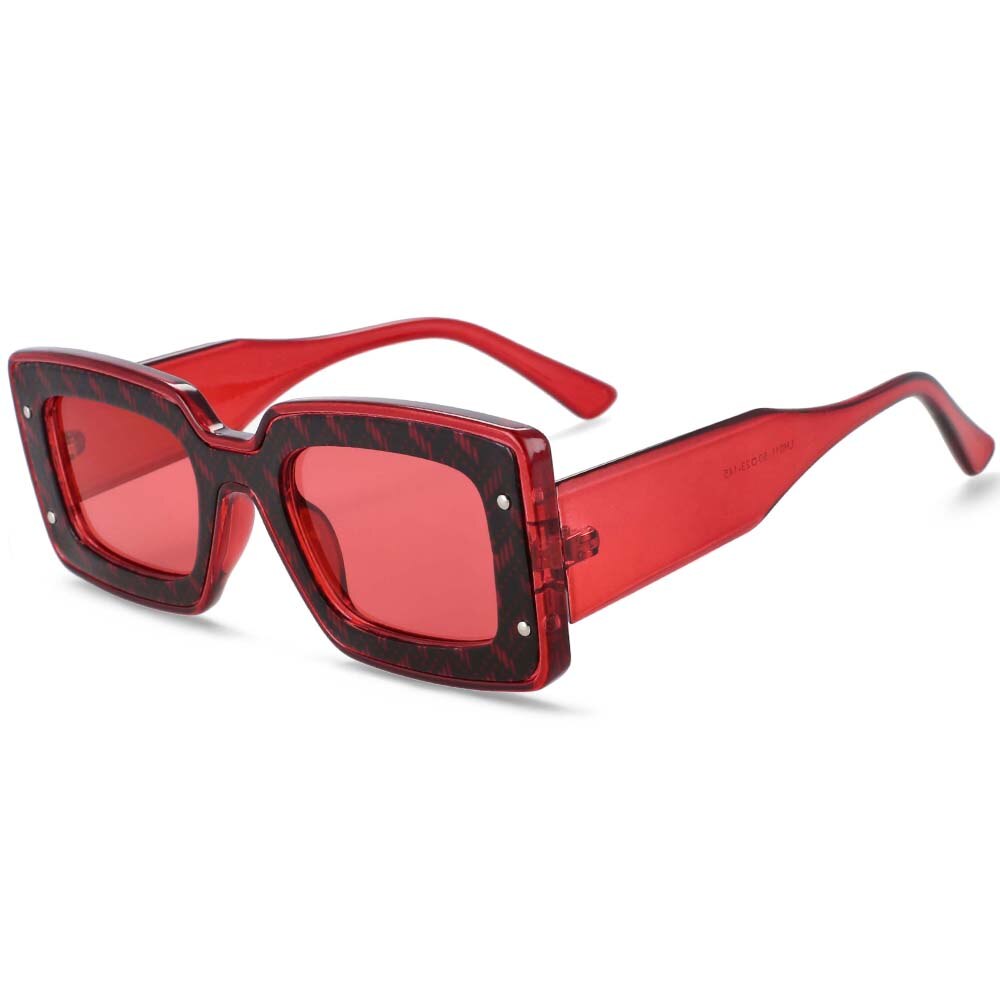 CCSpace Women's Full Rim Square Resin Frame Punk Sunglasses 54082 Sunglasses CCspace Sunglasses Red