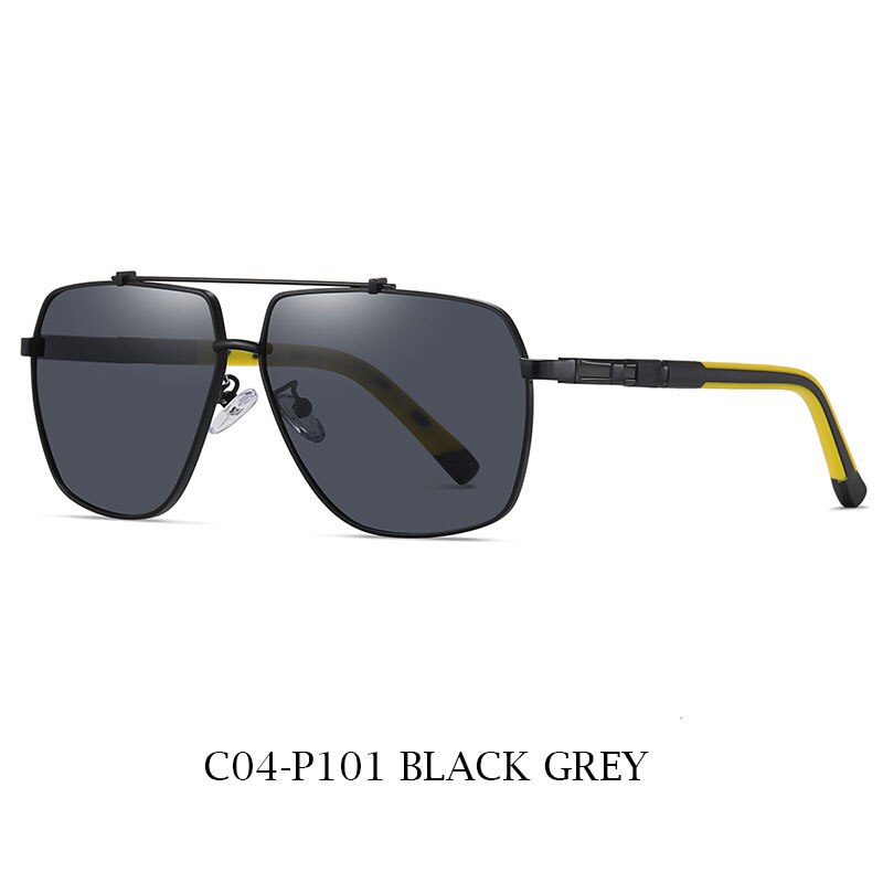 Zirosat Unisex Full Rim Square Double Bridge Alloy Polarized Sunglasses 6312 Sunglasses Zirosat C04-P101