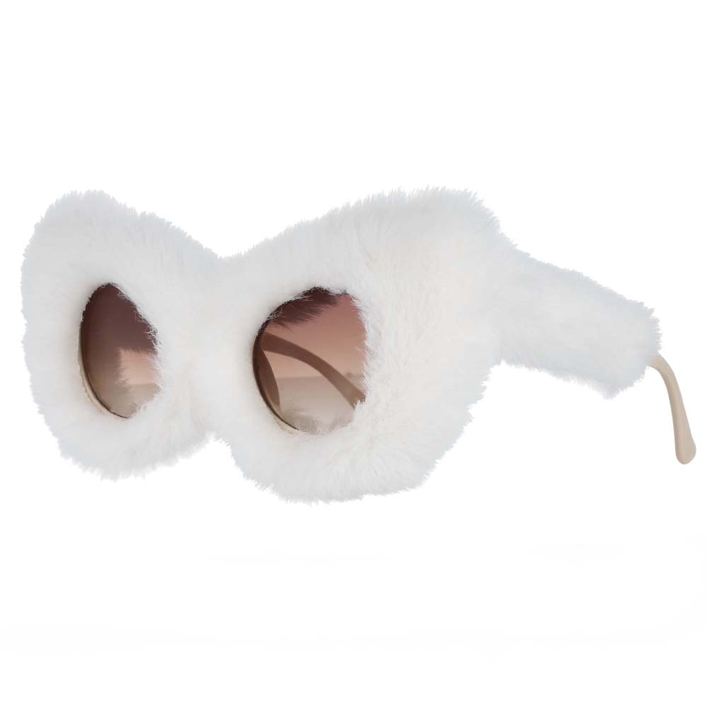 CCSpace Women's Full Rim Velvet/Resin Handcrafted Cat Eye Frame Sunglasses 54190 Sunglasses CCspace Sunglasses white