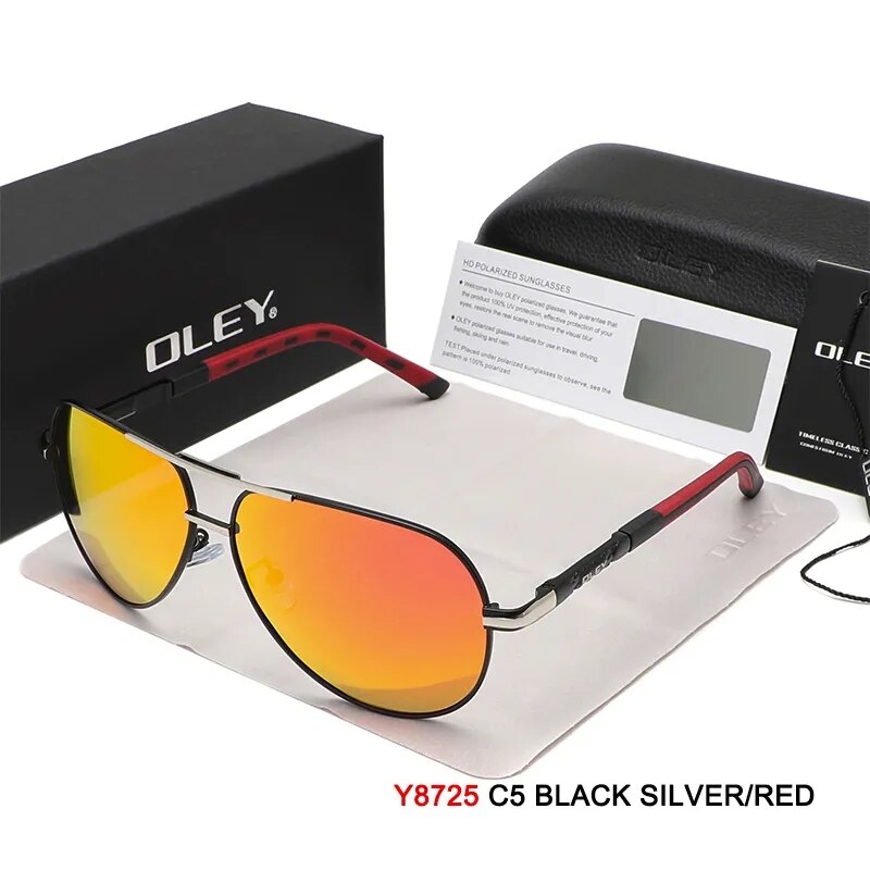 Oley Men's Full Rim Oval Aluminum Magnesium Polarized Sunglasses Y8724 Sunglasses Oley Y8725 C5BOX OLEY