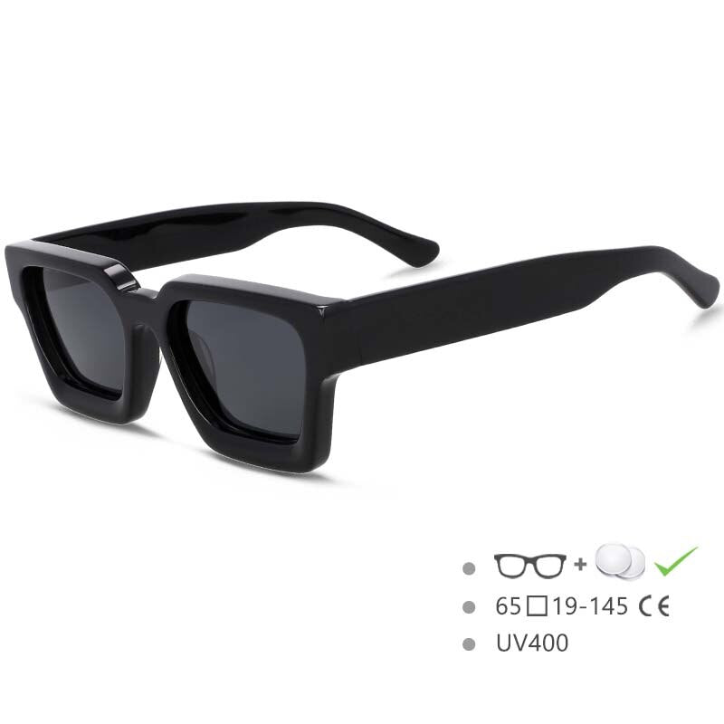 CCSpace Women's Full Rim Square Acetate Frame Polarized Sunglasses 54300 Sunglasses CCspace Sunglasses Black China 54300