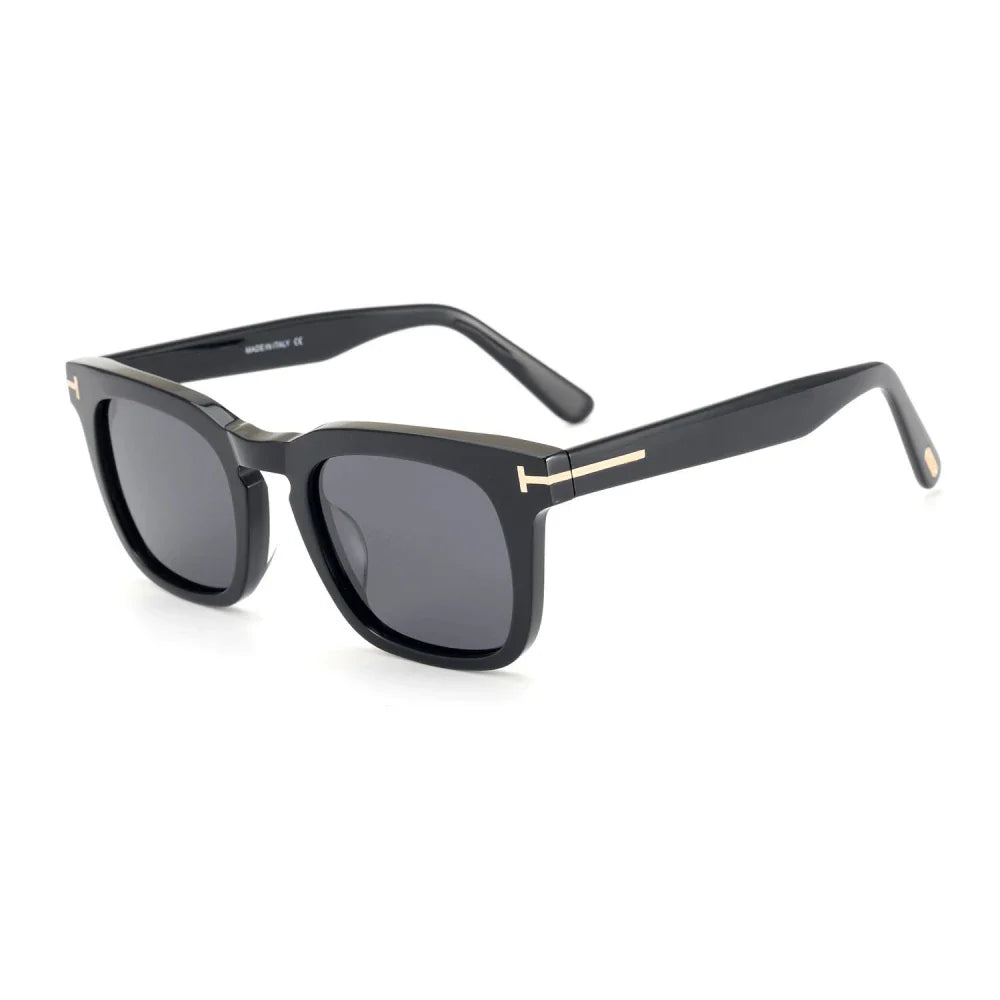 Black Mask Men's Full Rim Square Acetate Polarized Sunglasses Ft751 Sunglasses Black Mask Black As Shown