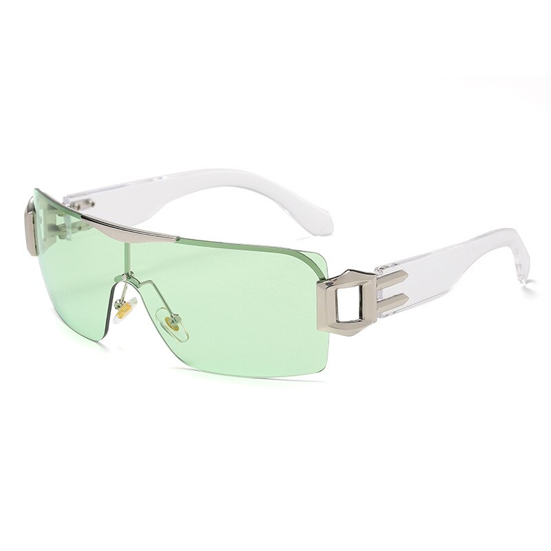 CCSpace Unisex Rimless Oversized Square Tr 90 One Lens UV400 Sunglasses 56326 Sunglasses CCspace Sunglasses C3SilverGreen