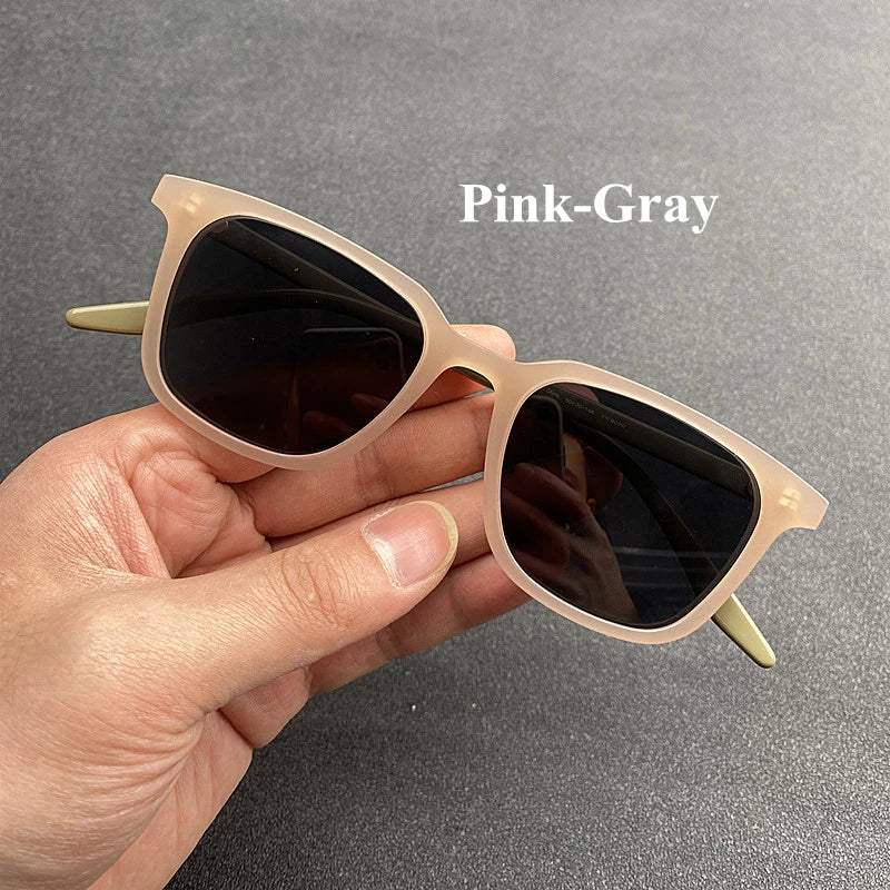 Black Mask Men's Full Rim Square Acetate Polarized Sunglasses 9020 Sunglasses Black Mask Pink-Gray As Shown