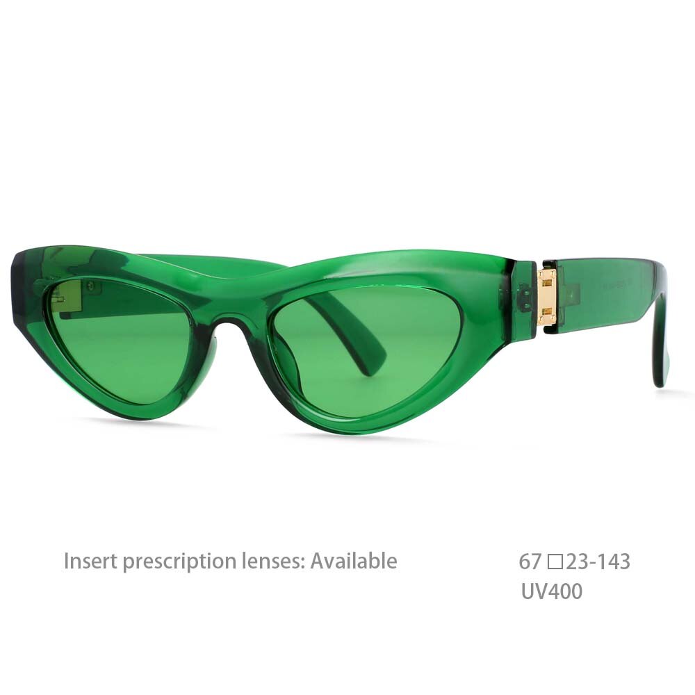CCSpace Women's Full Rim Cat Eye Resin Frame Sunglasses 54473 Sunglasses CCspace Sunglasses Green white