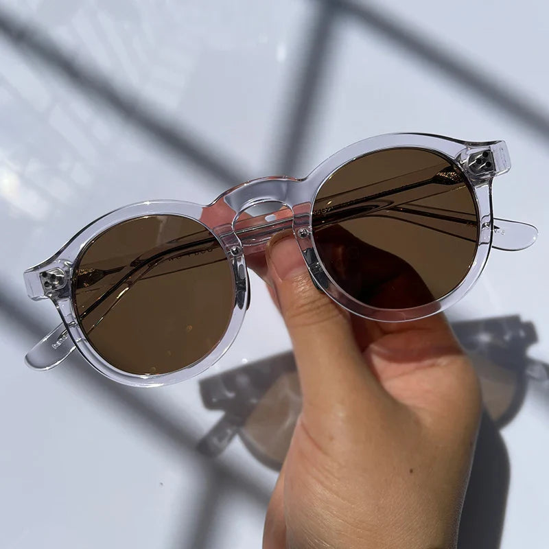 Black Mask Unisex Full Rim Acetate Round Polarized Sunglasses 14143 Sunglasses Black Mask Crystal-Brown As Shown