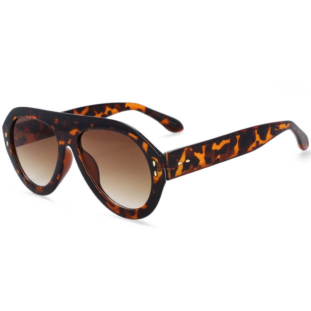CCSpace Women's Full Rim Oversized Square Oval Resin Frame Sunglasses 54235 Sunglasses CCspace Sunglasses Leopard 54235