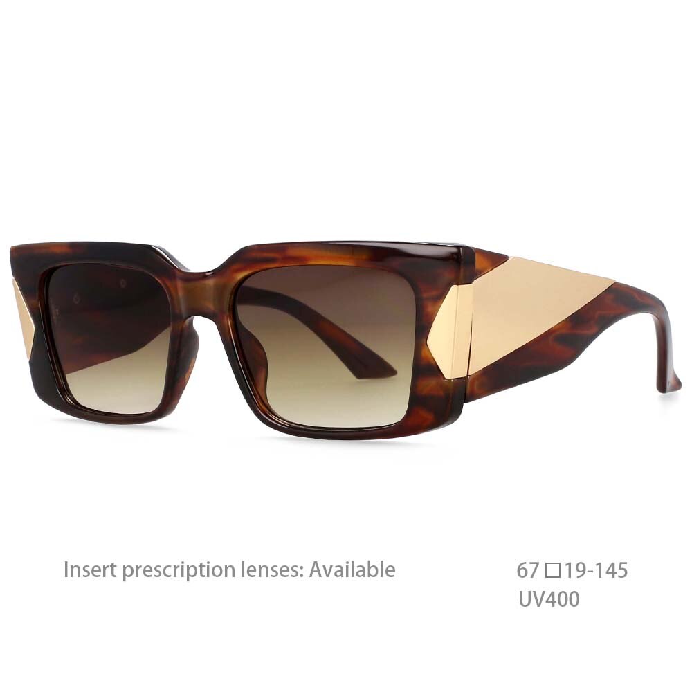 CCSpace Women's Full Rim Oversized Square Resin Wide Leg Frame Sunglasses 54498 Sunglasses CCspace Sunglasses Tortoise shell China 54498