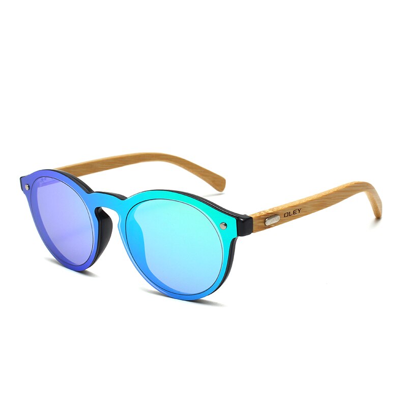 Oley Women's Round Bamboo Leg Color Film Sunglasses Z0479 Sunglasses Oley Z0479 C2 custom logo