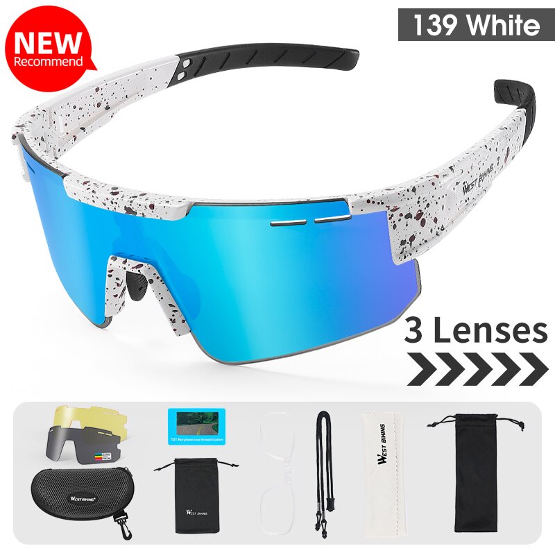 West Biking Unisex Semi Rim Tr 90 Polarized Sport Sunglasses YP0703138 Sunglasses West Biking 139 White Polarized 3 Lens