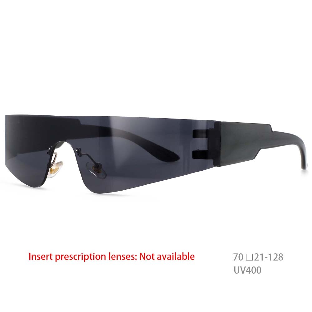 CCSpace Unisex Rimless Rectangle Goggle Resin One Lens Frame Sunglasses 54474 Sunglasses CCspace Sunglasses black 54474